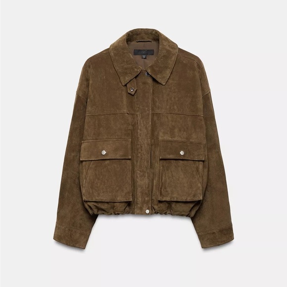 Zara Jackets & Blazers - Zara Olive Brown natural suede leather bomber jacket